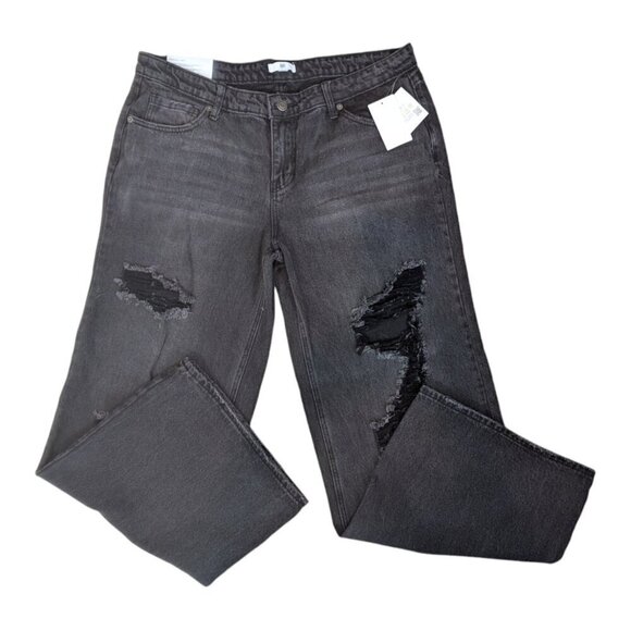 BP Nordstrom Black Denim Low Rise Wide Leg Destroyed Jeans - Picture 4 of 7